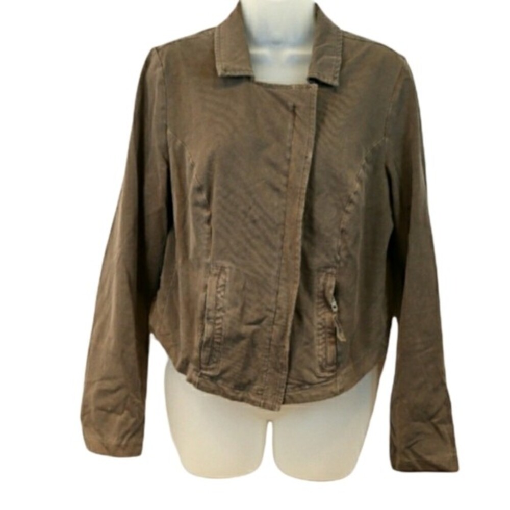 Torrid Cropped Gray Denim Khaki Jacket 00